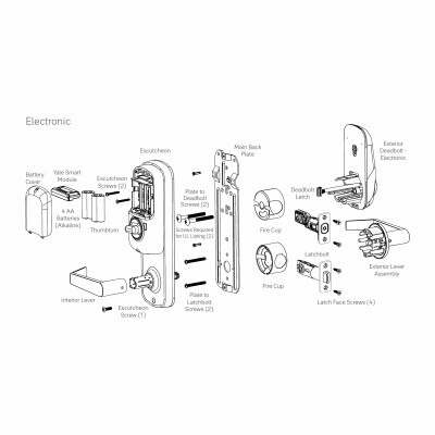 Yale Z-Wave Plus Assure Interconnected Lockset with Touchscreen Deadbolt, Norwood Lever, 4", Right-Handed, Polished Brass